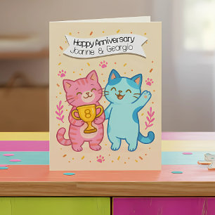 Tarjeta de Aniversario Cute Cats 8boda