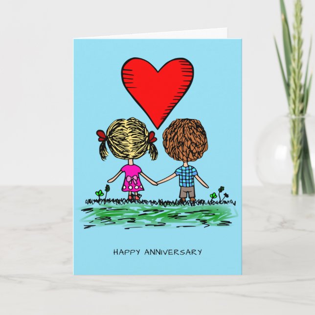 Tarjeta de Aniversario Cute Couple (Anverso)