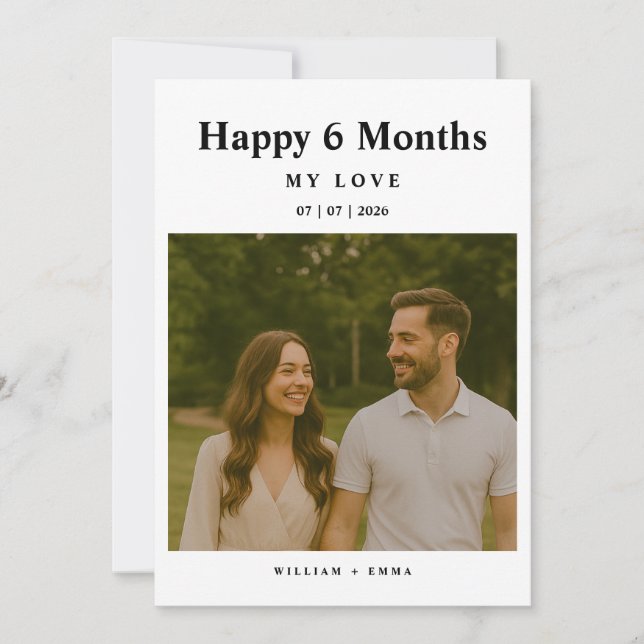 Tarjeta de aniversario de 6 meses totalmente perso (Anverso)
