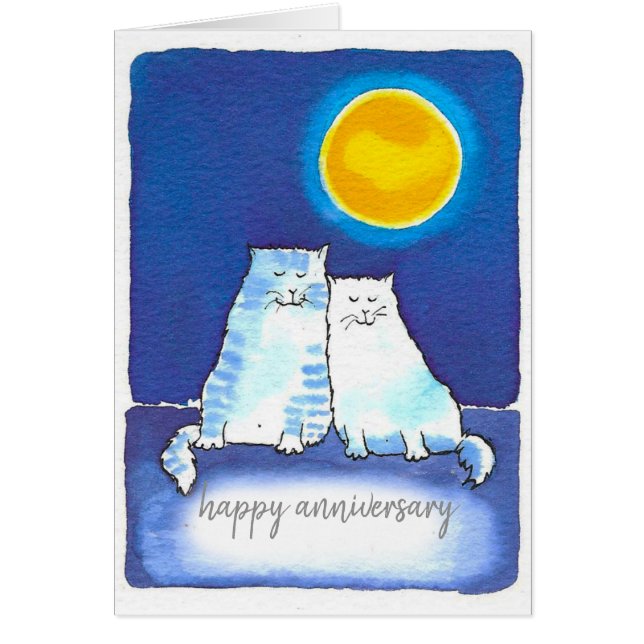 Tarjeta de aniversario de amor de gato (Frente)