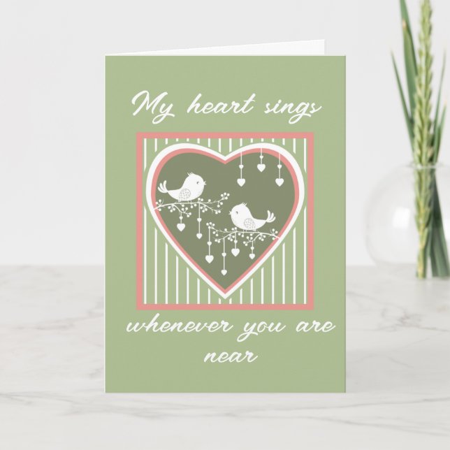 Tarjeta de Aniversario de Aves de Amor (Anverso)
