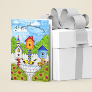 Tarjeta de Aniversario de Aves de Amor