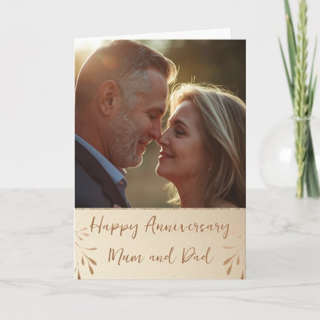 Tarjeta de aniversario de boda con foto (Anverso)