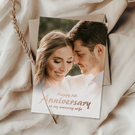 Tarjeta de aniversario de boda con foto simple en 