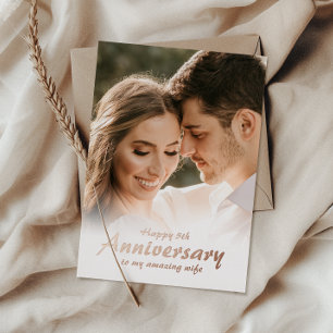 Tarjeta de aniversario de boda con foto simple en
