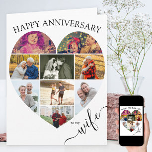 Tarjeta de aniversario de boda con guión de esposa