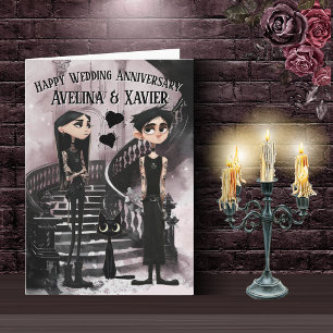 Tarjeta de aniversario de boda para pareja gótica