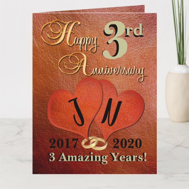 Tarjeta de aniversario de boda personalizada de tr (Anverso)