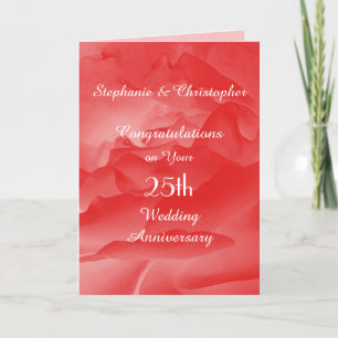 Tarjeta de aniversario de bodas 25 Coral Rose