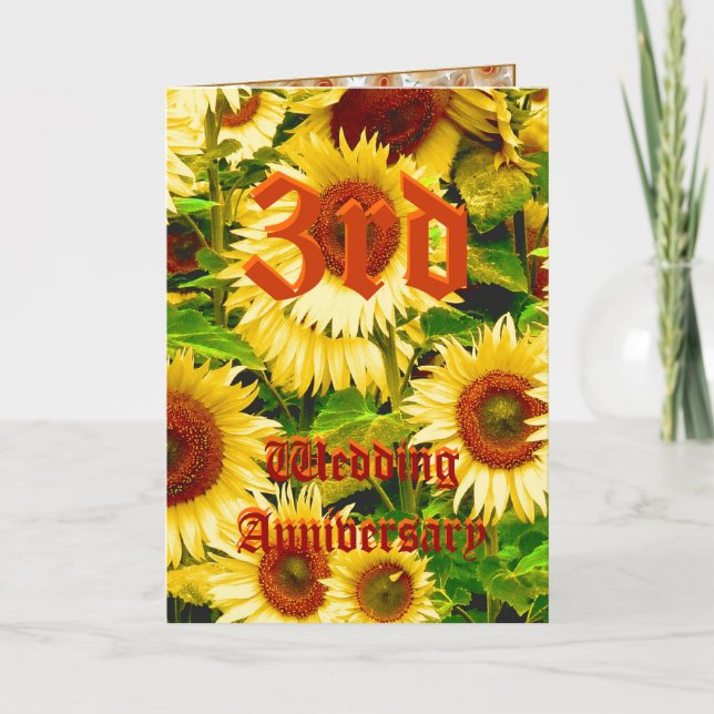 Tarjeta de aniversario de bodas 3º - Girasol (Anverso)