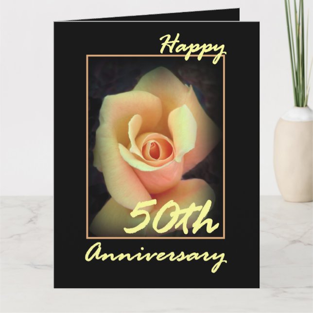 Tarjeta de Aniversario de Bodas 50º Rosa Amarilla  (Anverso)