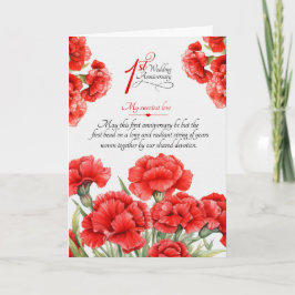 Tarjeta de aniversario de bodas con flores rojas s