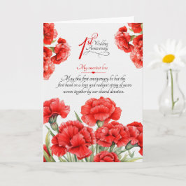 Tarjeta de aniversario de bodas con flores rojas s