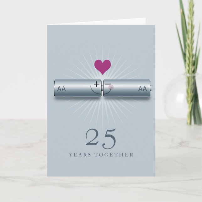 Tarjeta de aniversario de bodas de 25 años adorabl (Anverso)