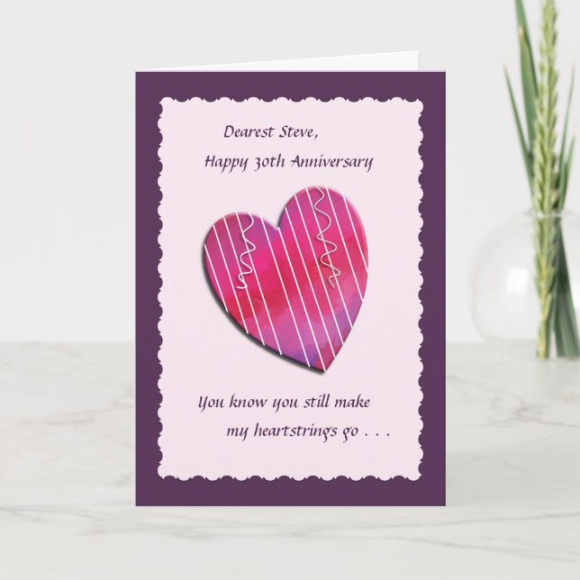 Tarjeta de aniversario de bodas de 30 años Heartst (Anverso)