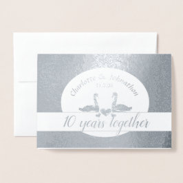 Tarjeta de aniversario de bodas de estaño de 10º p