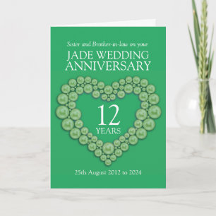Tarjeta de aniversario de bodas de jade para herma
