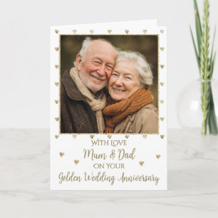 Tarjeta de aniversario de bodas de oro 50 años con