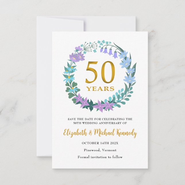 Tarjeta de aniversario de bodas de oro número 50 p (Anverso)