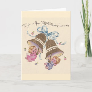 Tarjeta de aniversario de bodas de oro vintage
