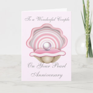 TARJETA DE ANIVERSARIO DE BODAS DE PERLA