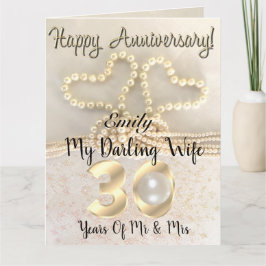 Tarjeta de aniversario de bodas de perla de 30 año