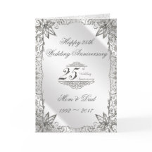Tarjeta de aniversario de bodas de plata Flourish 