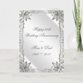 Tarjeta de aniversario de bodas de plata Flourish 