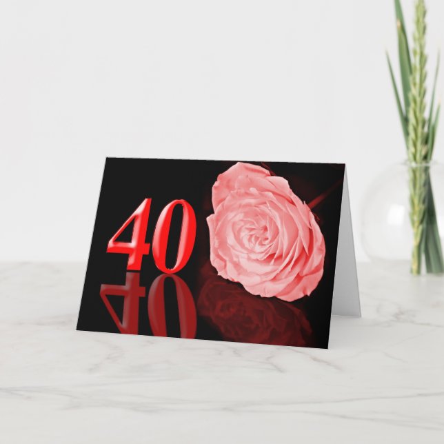 Tarjeta de aniversario de bodas de rubí (40º) (Anverso)