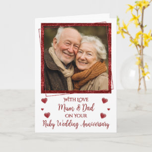 Tarjeta de aniversario de bodas de rubí de 40 años