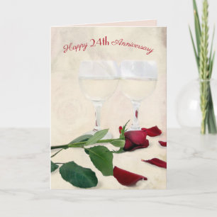 Tarjeta de aniversario de bodas número 24 con rosa