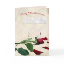 Tarjeta de aniversario de bodas número 39 con rosa