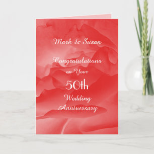 Tarjeta de Aniversario de Bodas número 50 Coral Ro