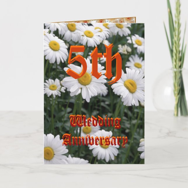 Tarjeta de aniversario de bodas número 5 - Margari (Anverso)