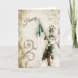 Tarjeta de aniversario de caballero en armas