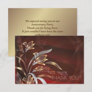 Tarjeta de aniversario de Caoba Gold Floral
