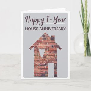 Tarjeta de aniversario de casa de 1 año feliz