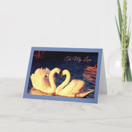 Tarjeta de aniversario de cisnes (borde azul)