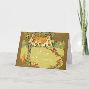 Tarjeta de aniversario de compra de casas de campo