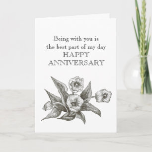 Tarjeta de aniversario de cónyuge con tulipanes