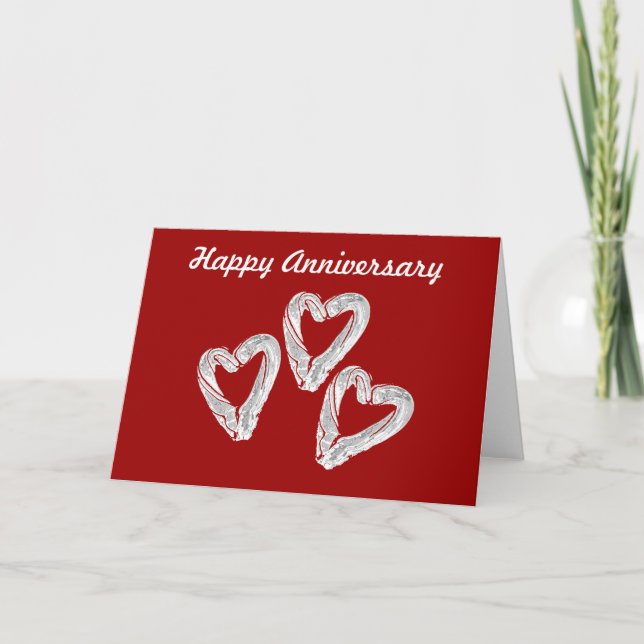 Tarjeta de aniversario de corazón de amor (Anverso)