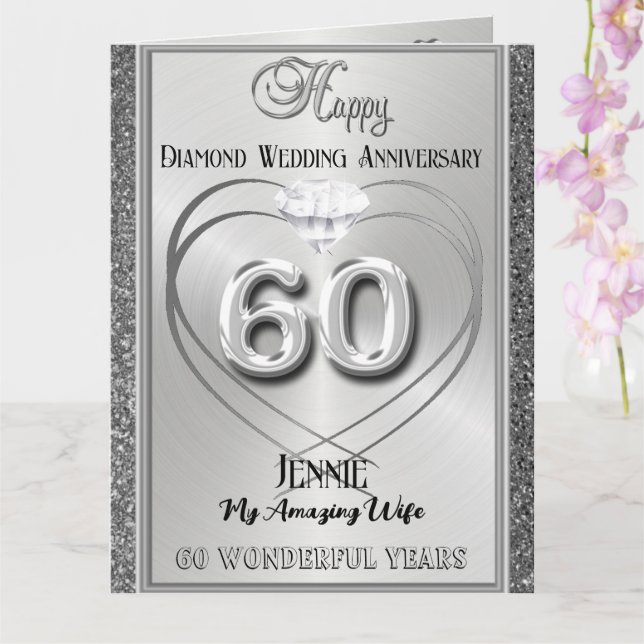 Tarjeta de aniversario de Diamante 60° Boda para e (Orquídea)