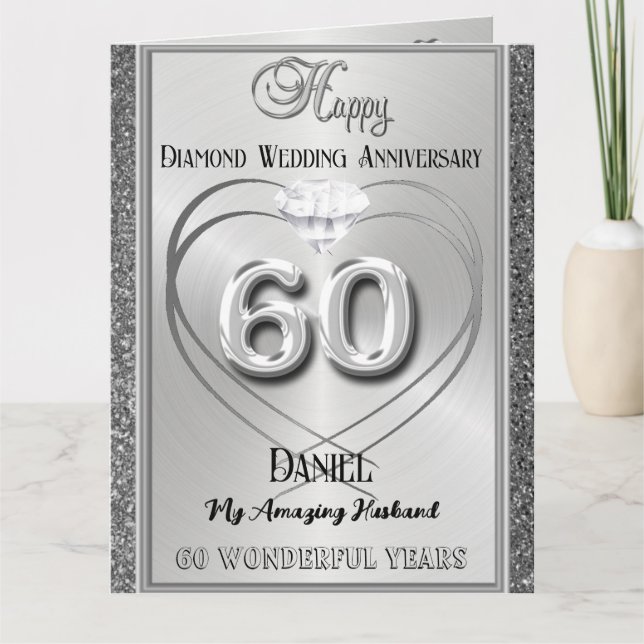 Tarjeta de aniversario de Diamante 60° Boda para m (Anverso)