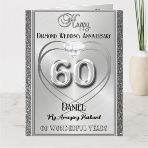 Tarjeta de aniversario de Diamante 60° Boda para m
