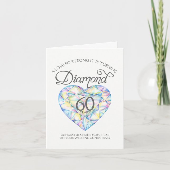 Tarjeta de aniversario de diamante para padres con (Anverso)