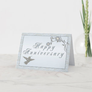 Tarjeta de Aniversario de Diamond Pearl Hummingbir