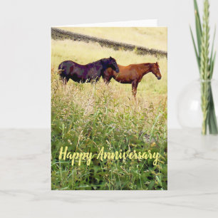 Tarjeta de aniversario de dos caballos
