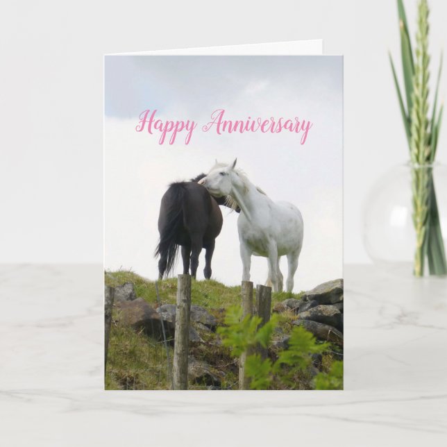 Tarjeta de aniversario de dos caballos (Anverso)