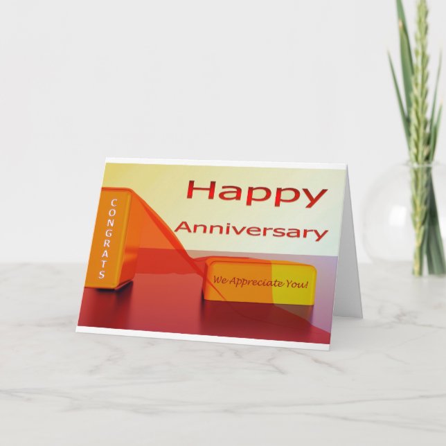 Tarjeta de aniversario de empleado brillante y ale (Anverso)