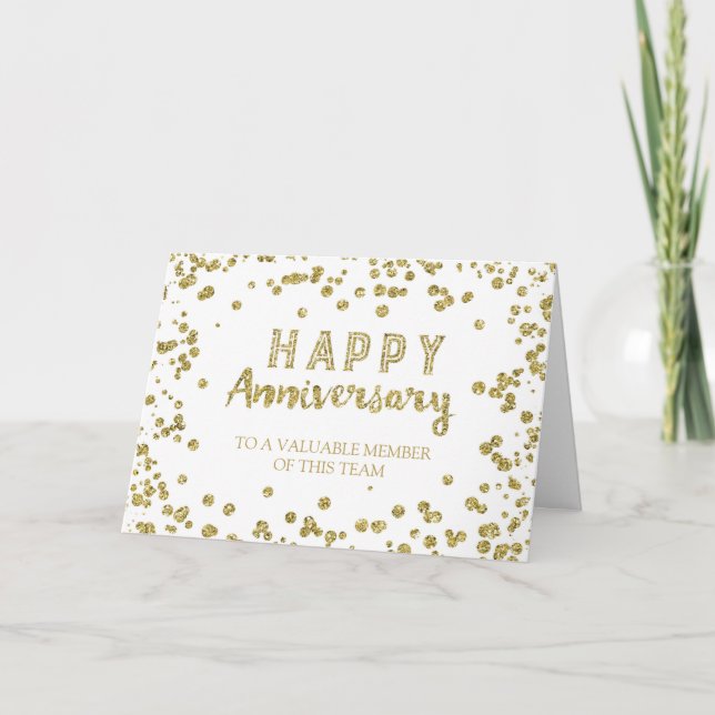 Tarjeta de Aniversario de Empleados de Confetti de (Anverso)